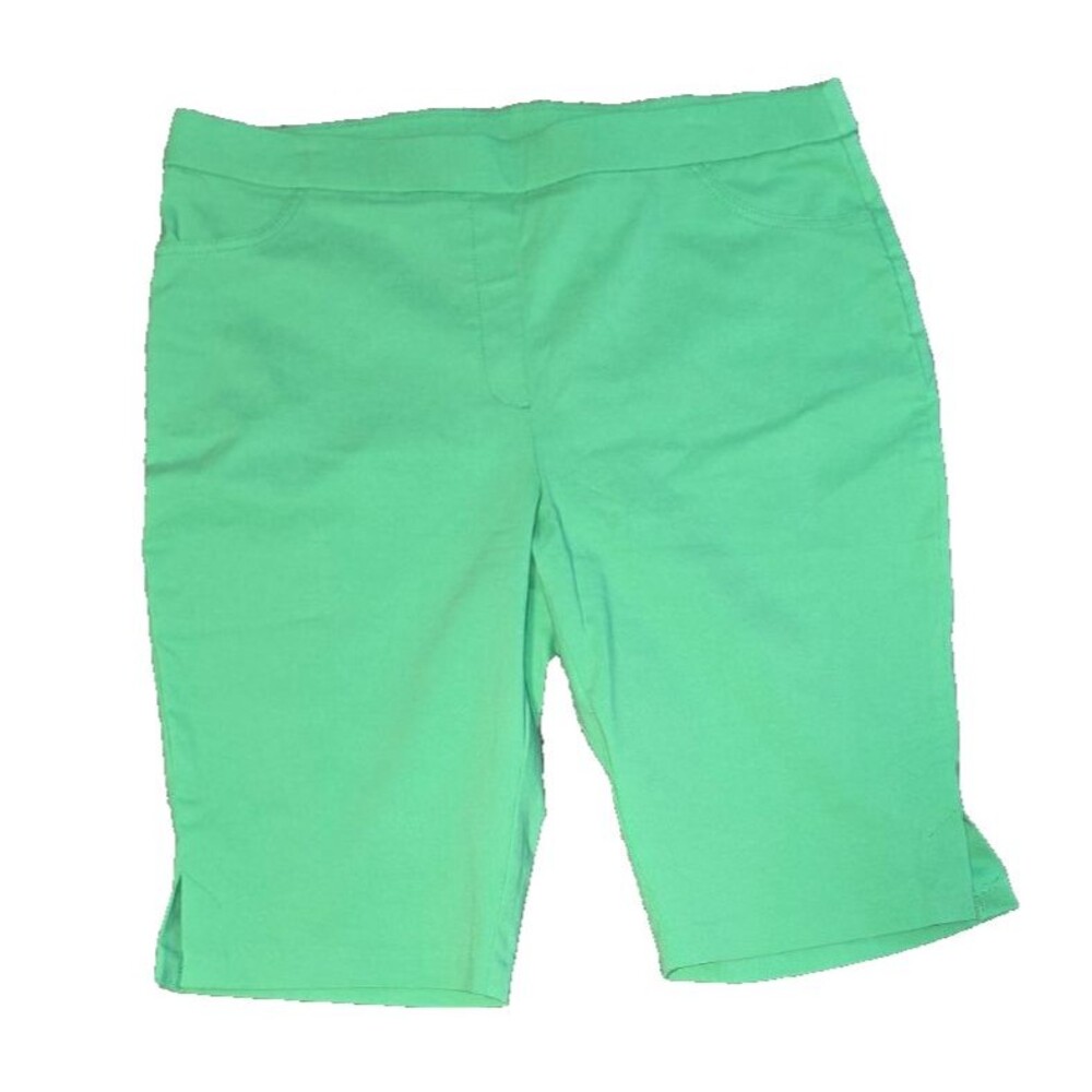 Alfred Dunner Green Knee Length Shorts Pants Culottes Size 16 Rayon Nylon